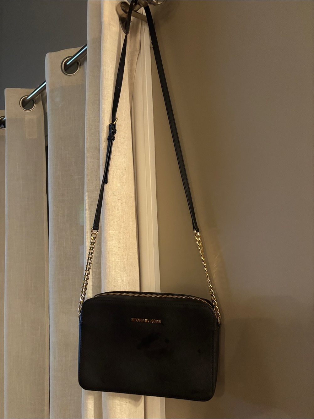 Michael Kors Black Crossbody Bag with Gold Chain